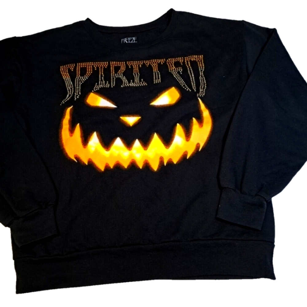 New Studded Jack O Lantern Sweatshirt L